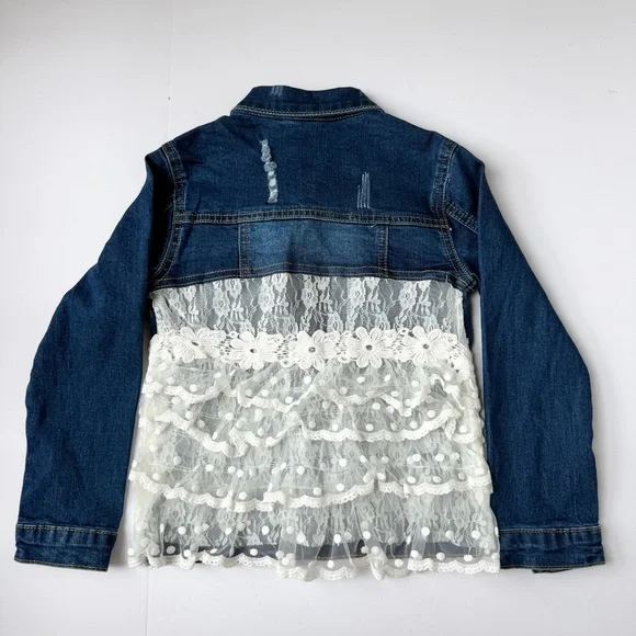 ML Kids Blue Denim Lace Trim Jacket Girls Size 5 NWT - Picture 5 of 6